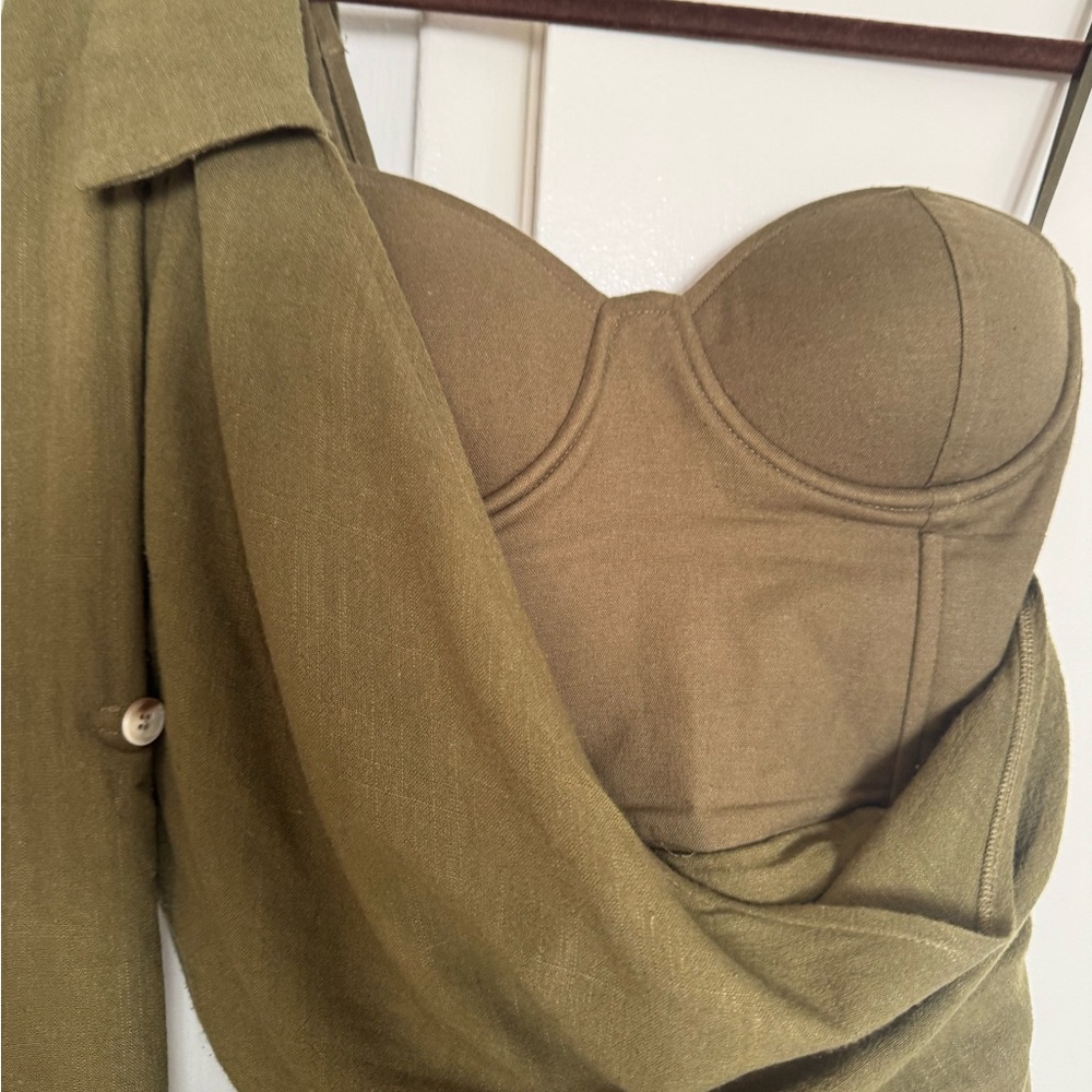 Elegant Olive Green Strapless Prom Dress